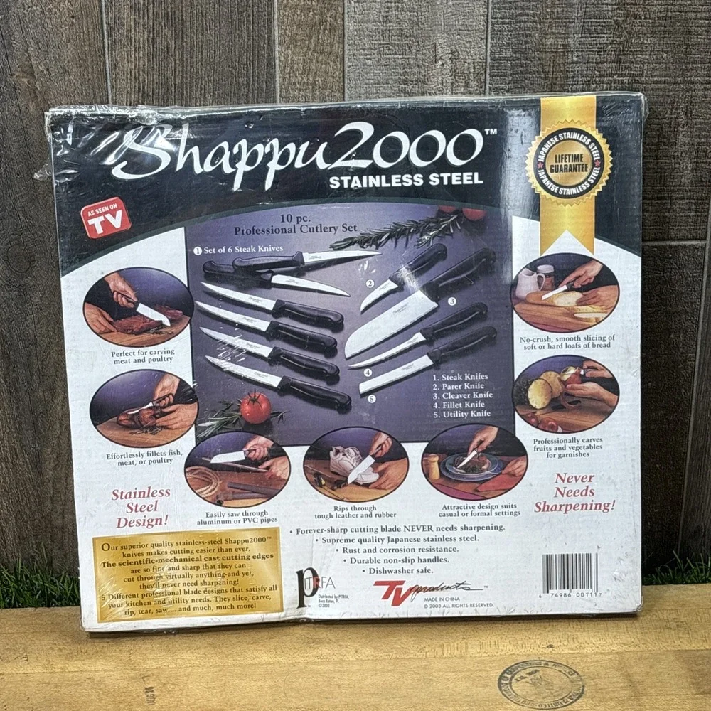 Sharp 2000 Stainless Steel 10 Pc Professional Cutlery Knife Set New Sealed